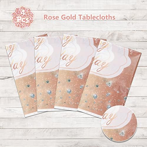 Rose Gold Tablecloths 4Pcs Disposable Party Decorations