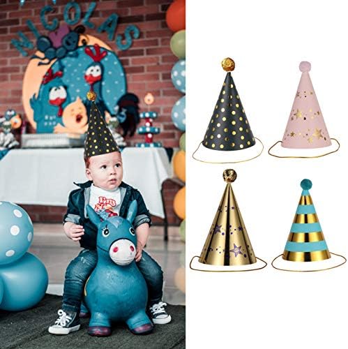 NUOBESTY 12pcs Paper Cone Hats Kids Birthday Party Decor
