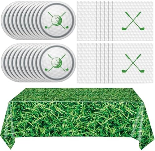 Golf Party Plates Napkins Tablecloth Set 41PCS