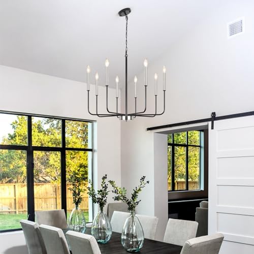 Bed Bath Beyond 8-Light Farmhouse Candle Chandelier Black and Nickel