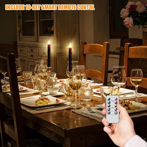 GenSwin Halloween Black Taper Flameless Candles with Remote Timer