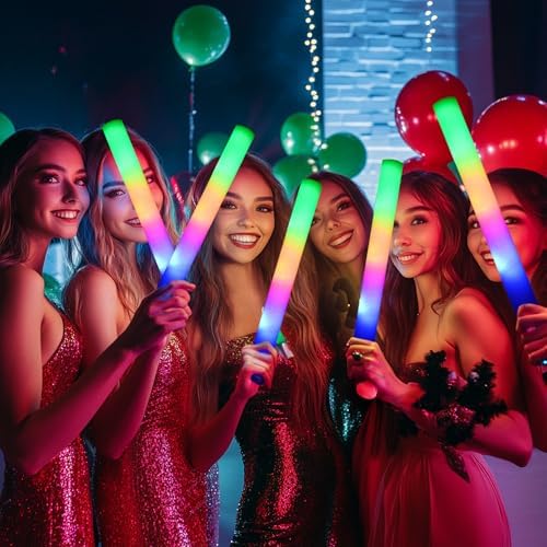 12 Pcs LED Foam Glow Sticks with 3 Modes