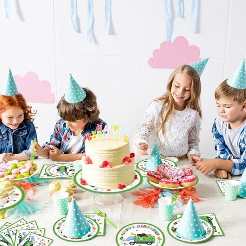 Trash Truck Themed 96PCS Party Tableware Set for 24 Guests