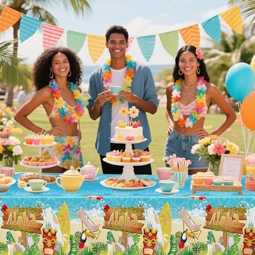 3Pcs Summer Beach Plastic Tablecloths with Hawaiian Design