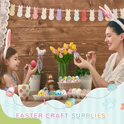 12 Pack Prefilled Paper Mache Eggs with Stuffed Animals and Painting Kit