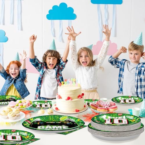 10th Birthday Video Game Party Tableware Set 24 Pieces