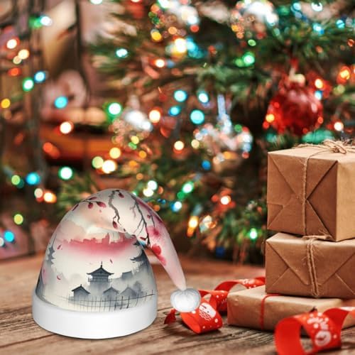 Augenstern Christmas Hat with Sakura Blossoms and Pagodas Design