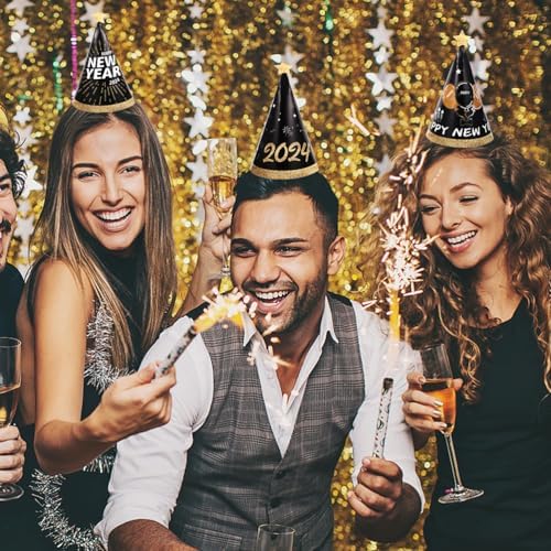 LUOZZY 72 PCS New Year Party Hats and Paper Glasses