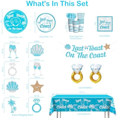 171 Pcs Last Toast On The Coast Plates Set
