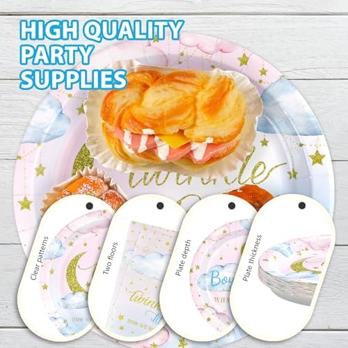 Grencian 96Pcs Twinkle Twinkle Little Star Party Plates and Napkins