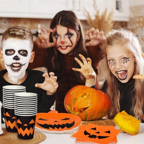 Halloween Party Dinnerware Set 72Pcs Paper Plates Cups Napkins