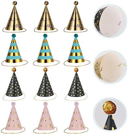 NUOBESTY 12pcs Paper Cone Hats Kids Birthday Party Decor