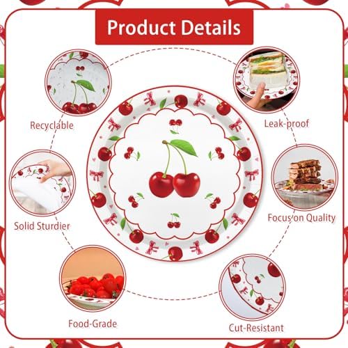 MEHOFOND 168Pcs Cherry Birthday Party Supplies Set