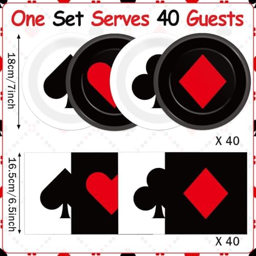 Chunnin 80Pcs Casino Party Tableware Set