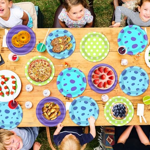 48Pcs Monster Birthday Plates 7 Inch Partyware