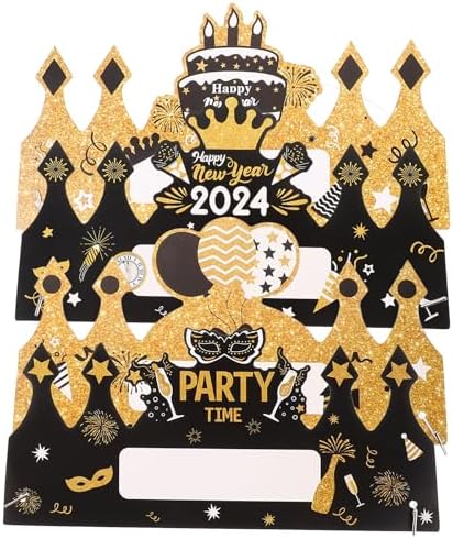 LUOZZY 4pcs 2024 New Year Party Hats Crown Headwear