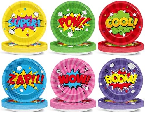 60Pcs Super Hero Party Paper Plates for Kids Birthday Baby Shower