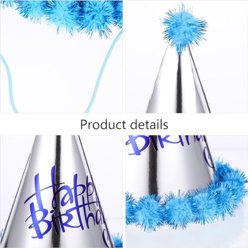 LOGOFUN 8PCS Birthday Party Hats Metallic Foil Paper Caps for Kids