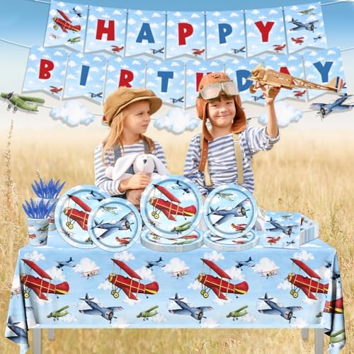 142pcs Airplane Themed Birthday Party Decorations