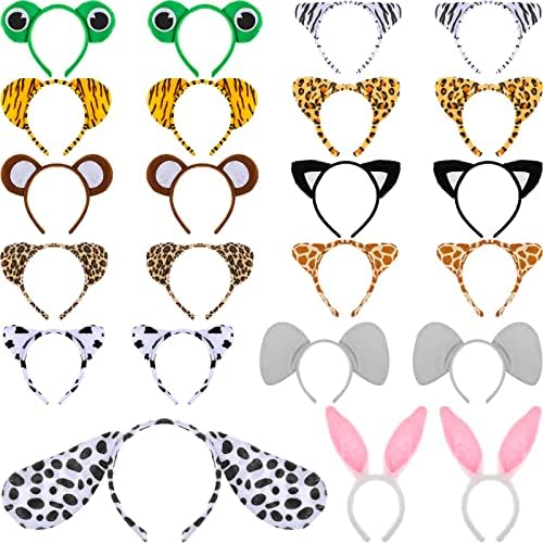 Chunyin 24 Pack Plush Animal Ear Headbands for Parties and Cosplay
