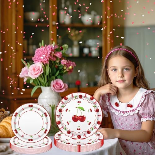 MEHOFOND 168Pcs Cherry Birthday Party Supplies Set