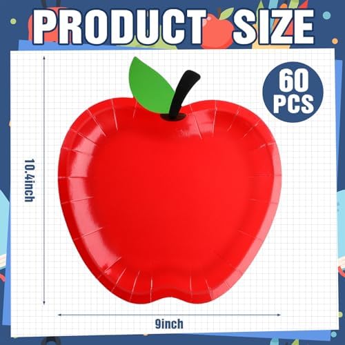 Uiifan 60 Pcs Red Apple Paper Plates Party Supplies
