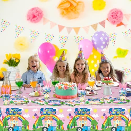 81Pcs Pink Pig Party Tableware Set