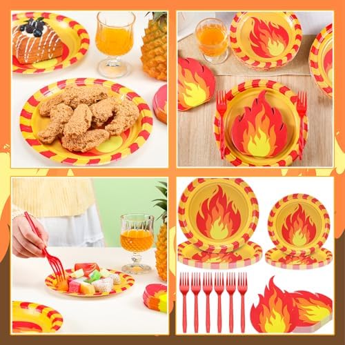 Fire Party Supplies Set 125 Pcs Tableware Decor