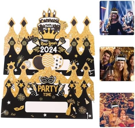 LUOZZY 4pcs 2024 New Year Party Hats Crown Headwear