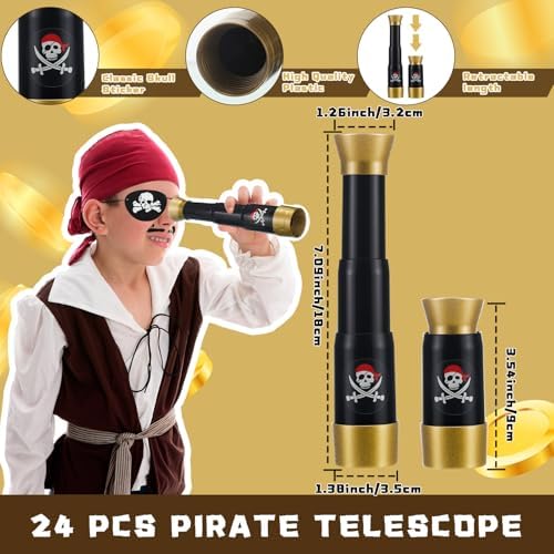 Libima Pirate Eye Patches and Telescopes Set for Kids