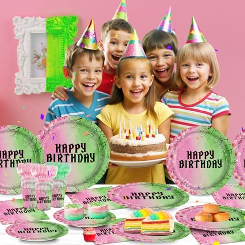 120pcs Witch Birthday Plates Napkins Set for 24 Guests
