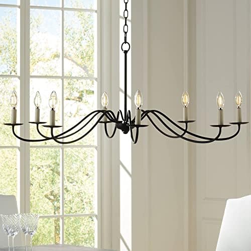 Franklin Iron Works Black Hanging Chandelier 42 Wide 8-Light