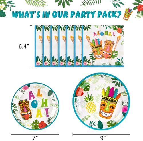 WERNNSAI Hawaiian Luau Party Plates and Napkins Set