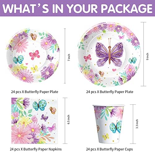 Butterfly Party Decorations Set for 24 Guests
