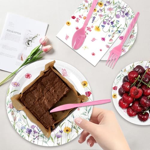 Wildflower Themed Party Supplies Set for 24 Guests