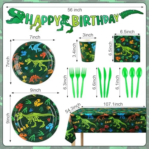 142pcs Dinosaur Birthday Decorations Set for Boys