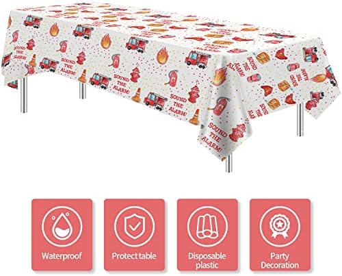 Fire Truck Birthday Table Cover - 2 Pack 54x108 Inches