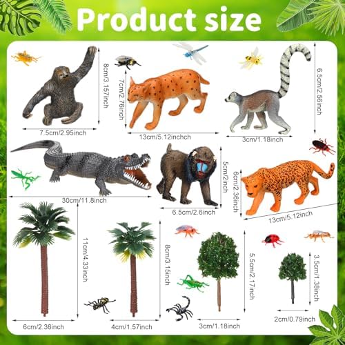 39 Pcs Rainforest Animal Figures Toy Set