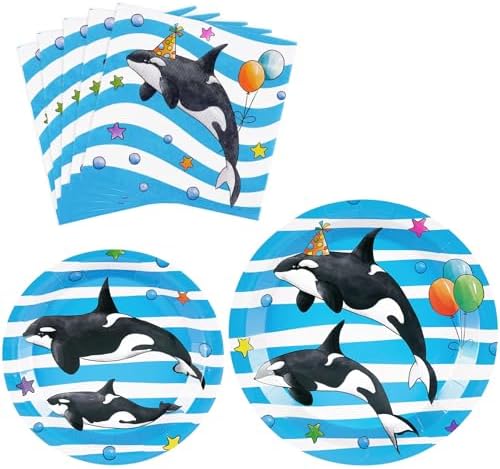 WERNNSAI Orca Party Plates and Napkins Set