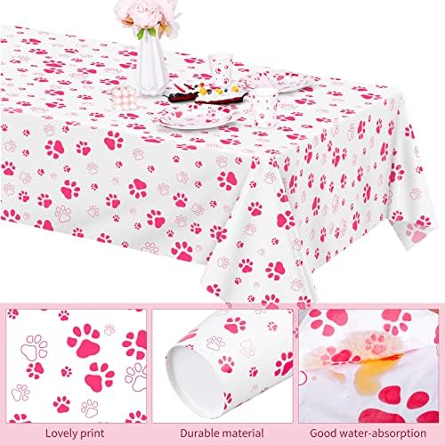 Durony 121 Piece Pink Paw Print Party Tableware Set