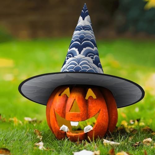 Witch Hats Halloween Cone Wizard Hat Blue White Costume Cosplay