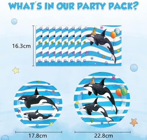 WERNNSAI Orca Party Plates and Napkins Set