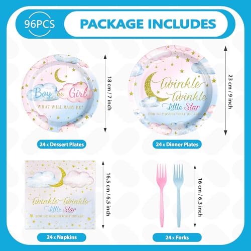 Grencian 96Pcs Twinkle Twinkle Little Star Party Plates and Napkins