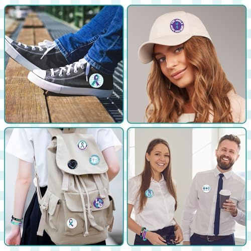 64PCS Suicide Prevention Awareness Party Favors with Ribbon Buttons and Silicone Bracelets