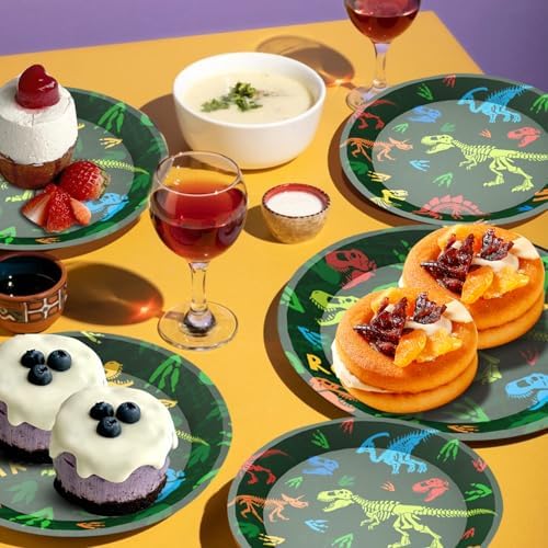 96 Pcs Dinosaur Plates Napkins Forks Party Set for 24 Guests