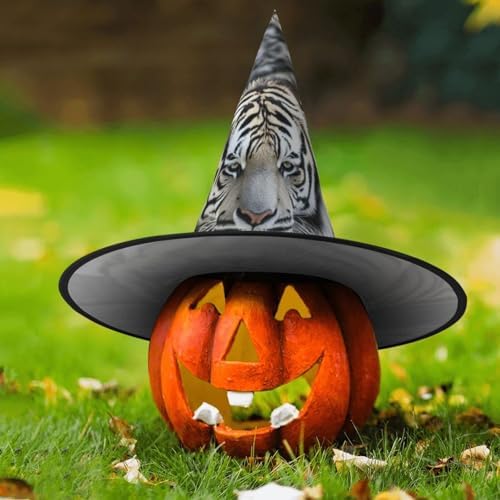 Witch Hat Halloween Costume Cosplay Black and White Tiger