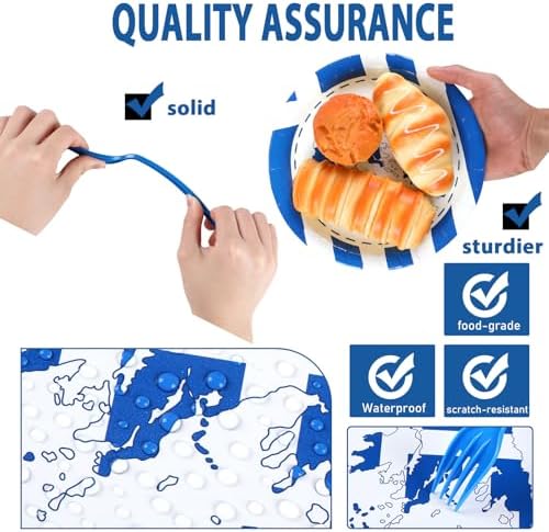 Greek Flag 96 Pcs Party Tableware Set for 24 Guests