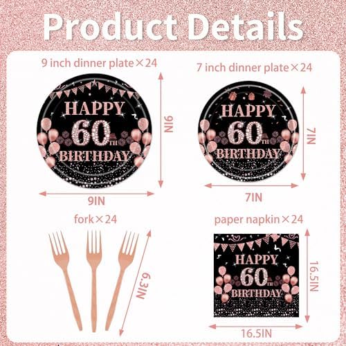 Rakuto 60th Birthday Party Plates Set