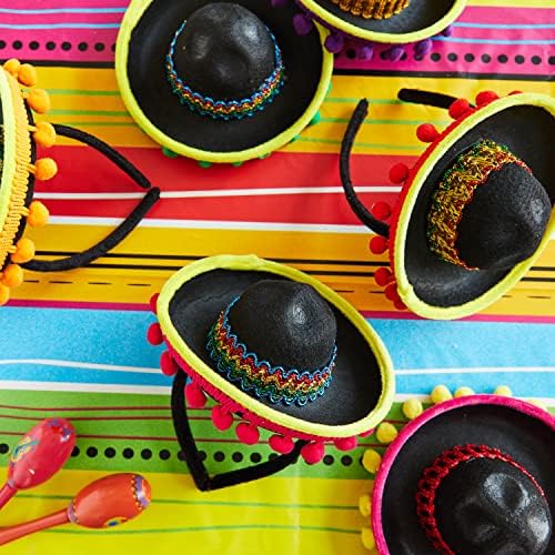 JOYIN 6PCS Fiesta Fabric Sombrero Headbands