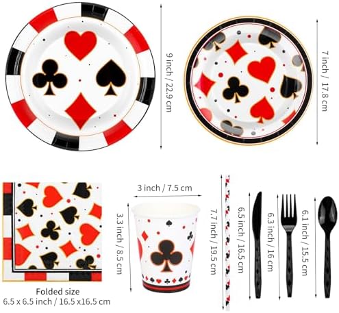 Durony 147 Piece Casino Party Tableware Set for 16 Guests